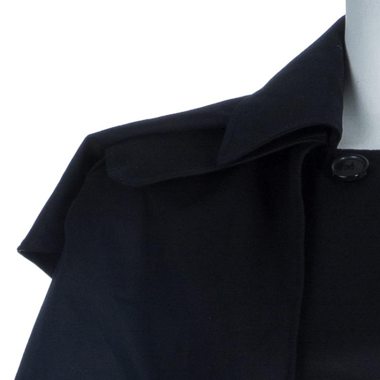 Pre Owned Prada Black Cape Sleeve Trench Style Belted Jacket S