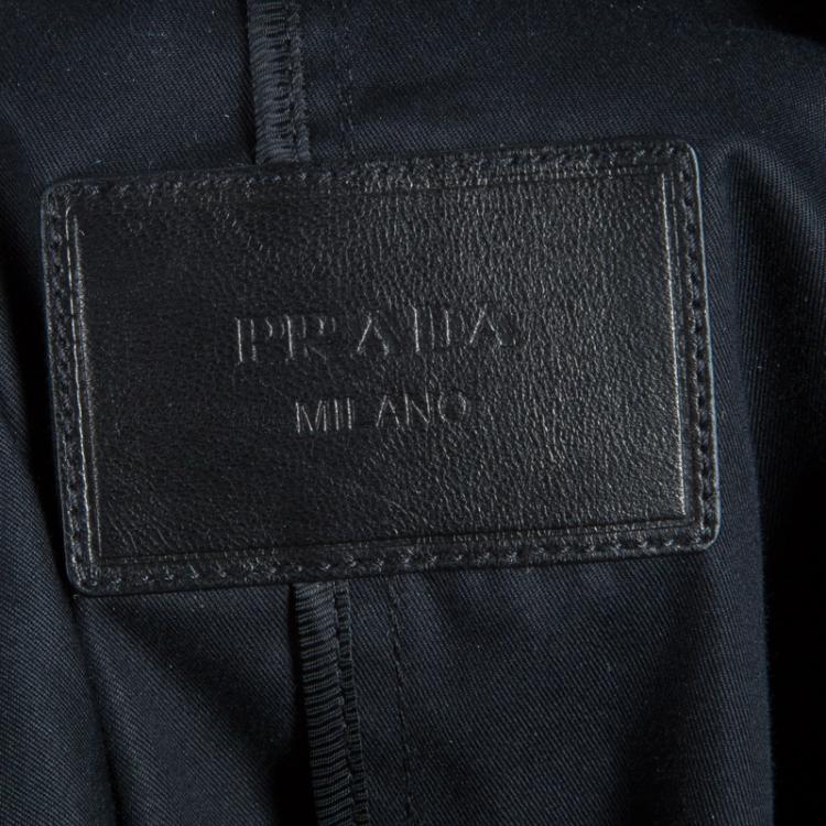 Pre Owned Prada Black Cape Sleeve Trench Style Belted Jacket S