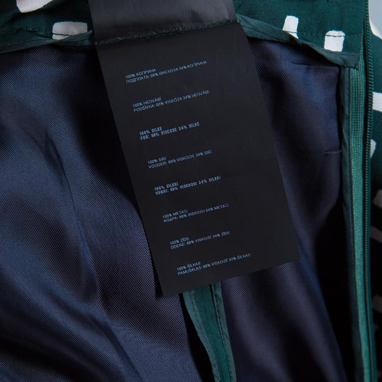 Pre Owned Prada Green Printed Silk Dirndl Skirt S