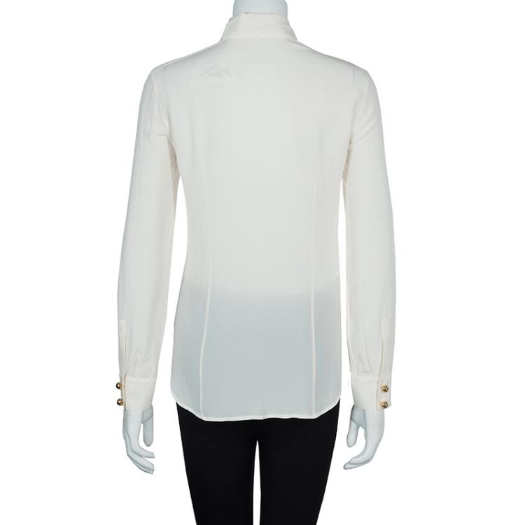 Pre Owned Prada White Silk Button Down Blouse S