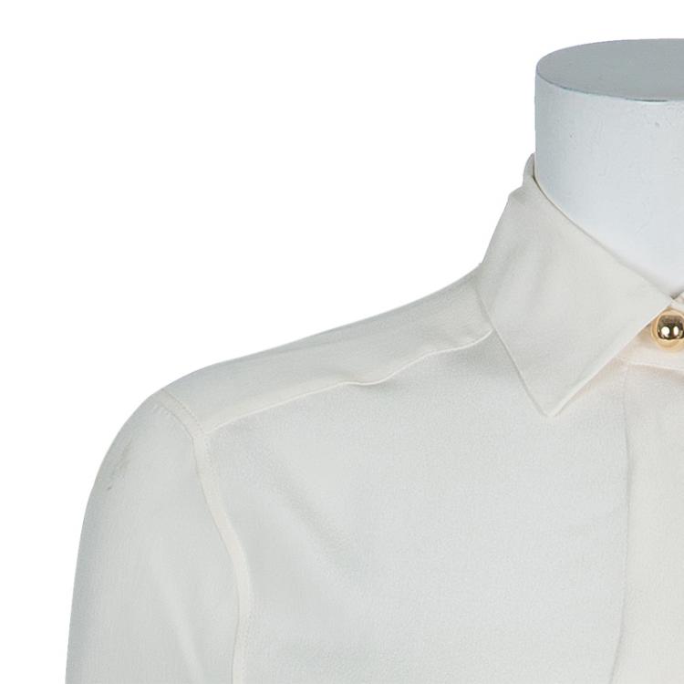 Pre Owned Prada White Silk Button Down Blouse S