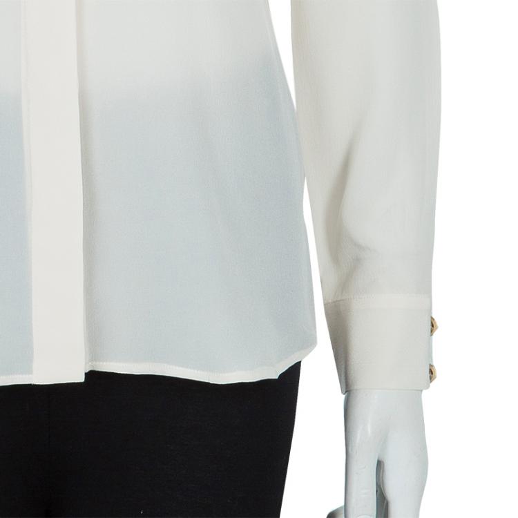 Pre Owned Prada White Silk Button Down Blouse S