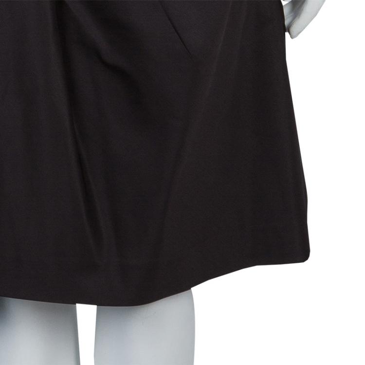 Pre Owned Prada Dark Brown Silk Pleated Sleeveless Dress M