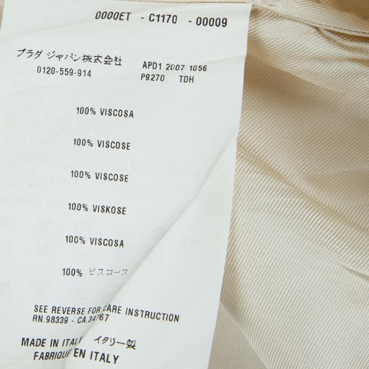 Pre Owned Prada Cream Printed Dolman Sleeve Cropped Blouse M