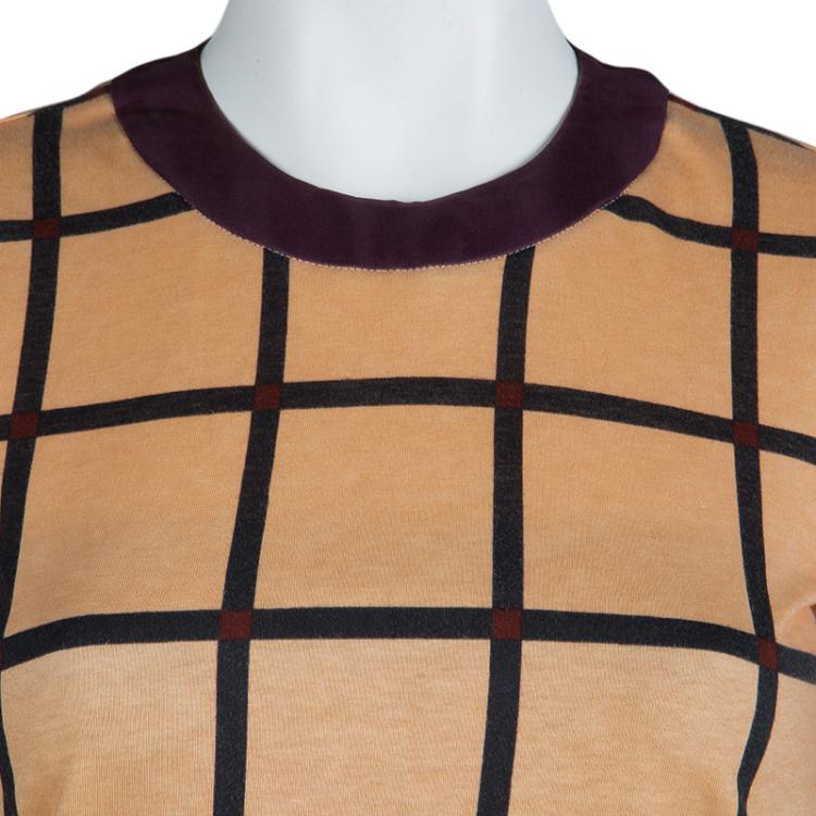 Pre Owned Prada Multicolor Printed Short Sleeve Peplum Top XS