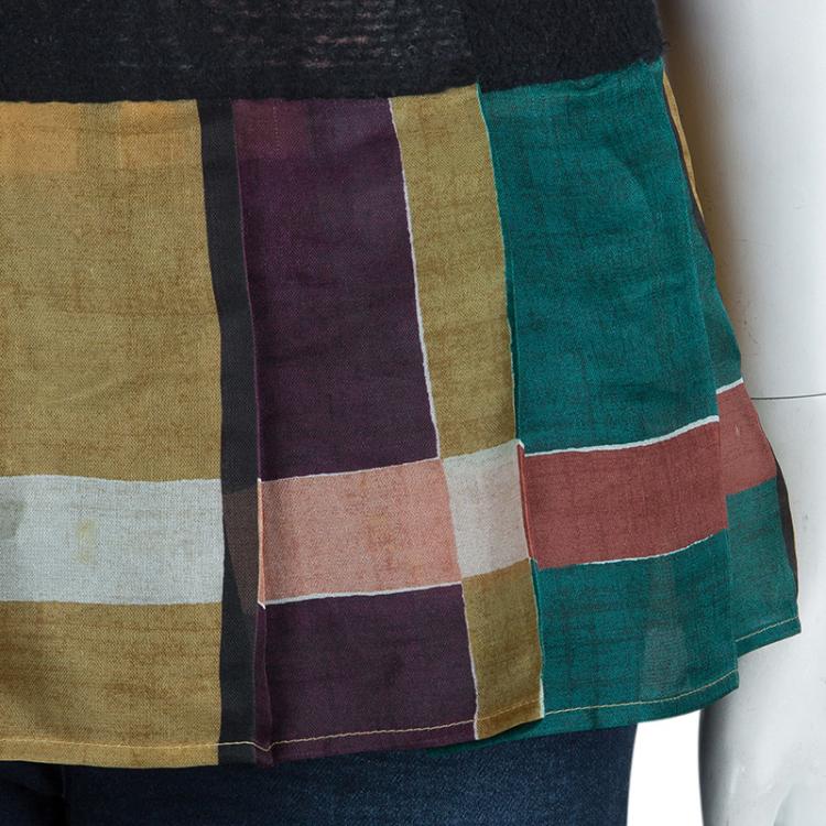 Pre Owned Prada Multicolor Printed Short Sleeve Peplum Top XS