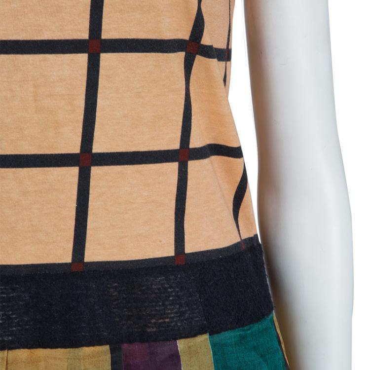 Pre Owned Prada Multicolor Printed Short Sleeve Peplum Top XS