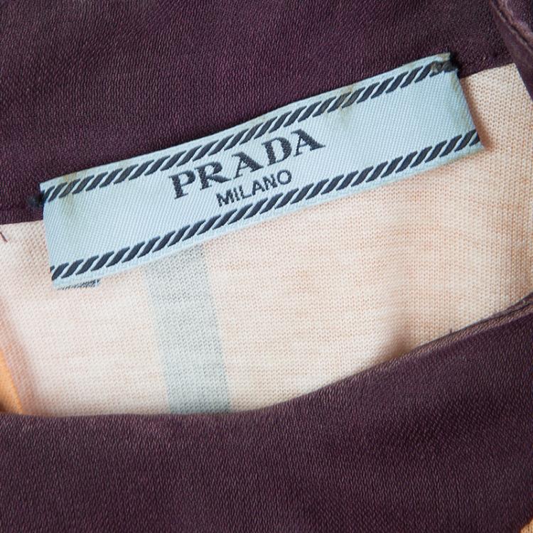 Pre Owned Prada Multicolor Printed Short Sleeve Peplum Top XS