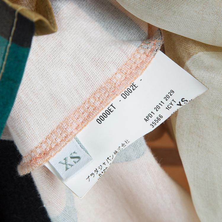 Pre Owned Prada Multicolor Printed Short Sleeve Peplum Top XS