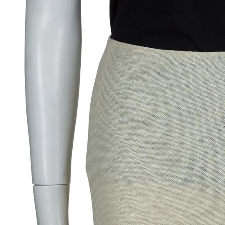 Pre Owned Prada Cream Textured A-Line Skirt S
