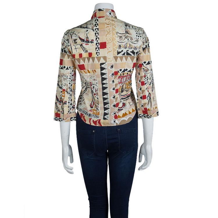 Pre Owned Prada Multicolor Printed Long Sleeve Buttondown Cotton Shirt M
