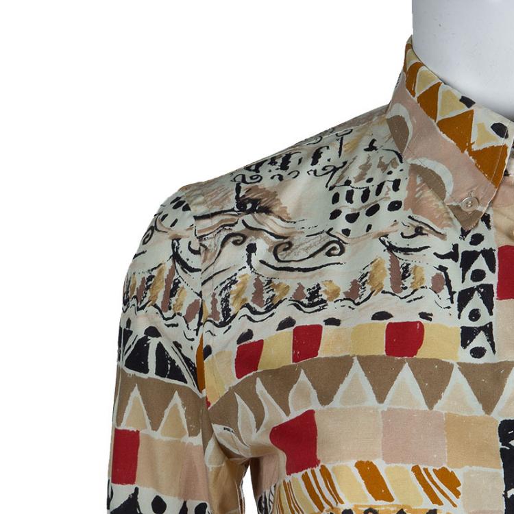 Pre Owned Prada Multicolor Printed Long Sleeve Buttondown Cotton Shirt M