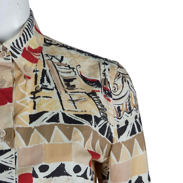 Pre Owned Prada Multicolor Printed Long Sleeve Buttondown Cotton Shirt M