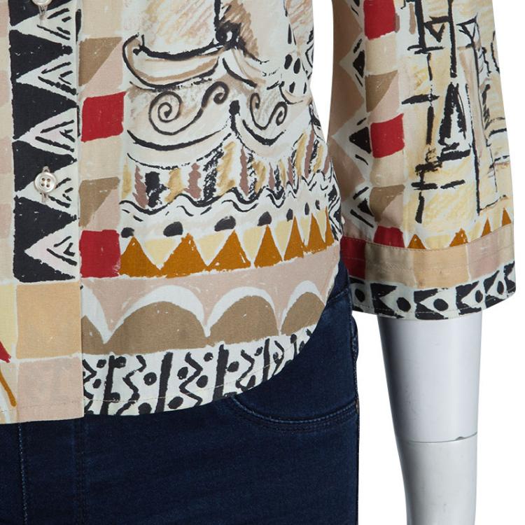 Pre Owned Prada Multicolor Printed Long Sleeve Buttondown Cotton Shirt M