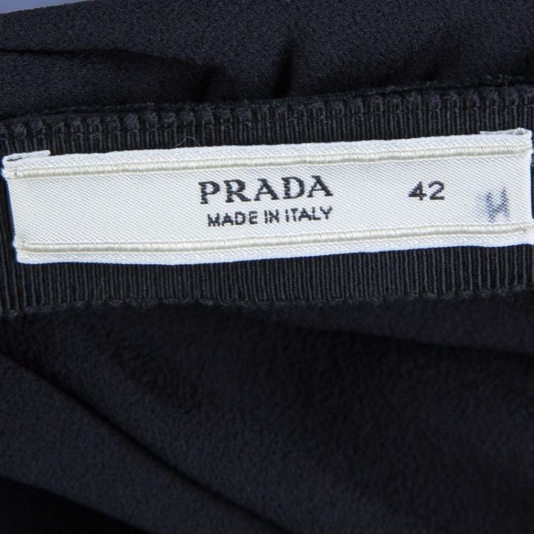 Pre Owned Prada Black Silk Ruched Halter Gown M