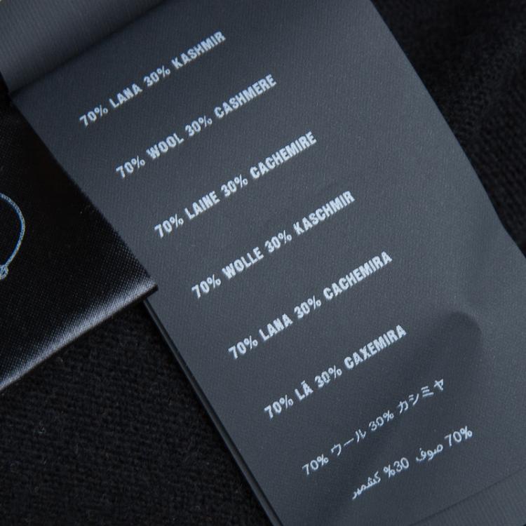 Pre Owned Prada Black Wool Striped V-Neck Oversized Sweater S