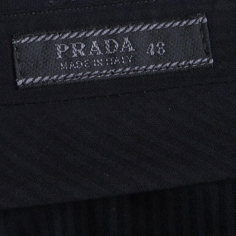 Pre Owned Prada Black High Waist Straight Fit Trousers L