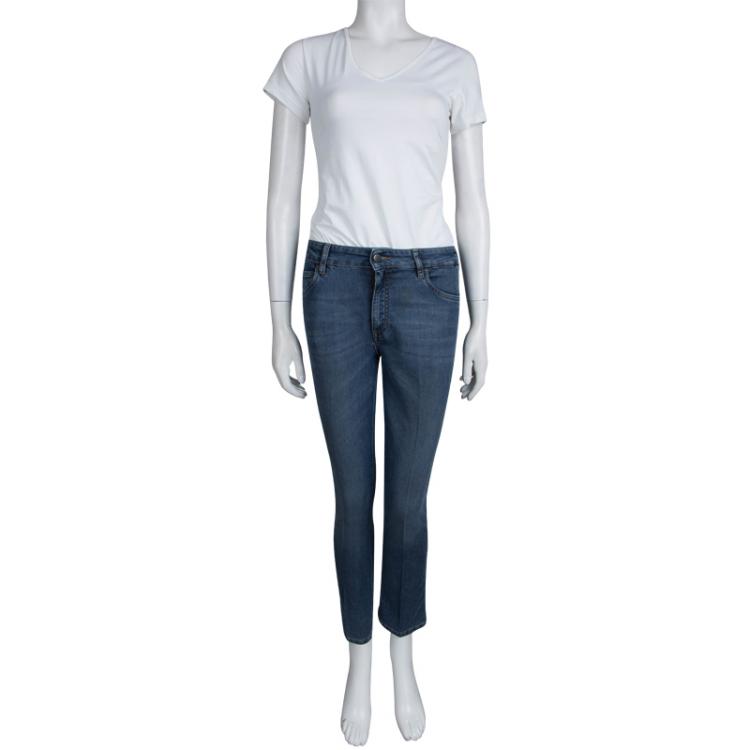 Pre Owned Prada Indigo Washed Denim Skinny Jeans M