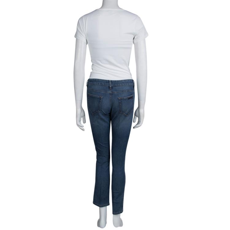 Pre Owned Prada Indigo Washed Denim Skinny Jeans M