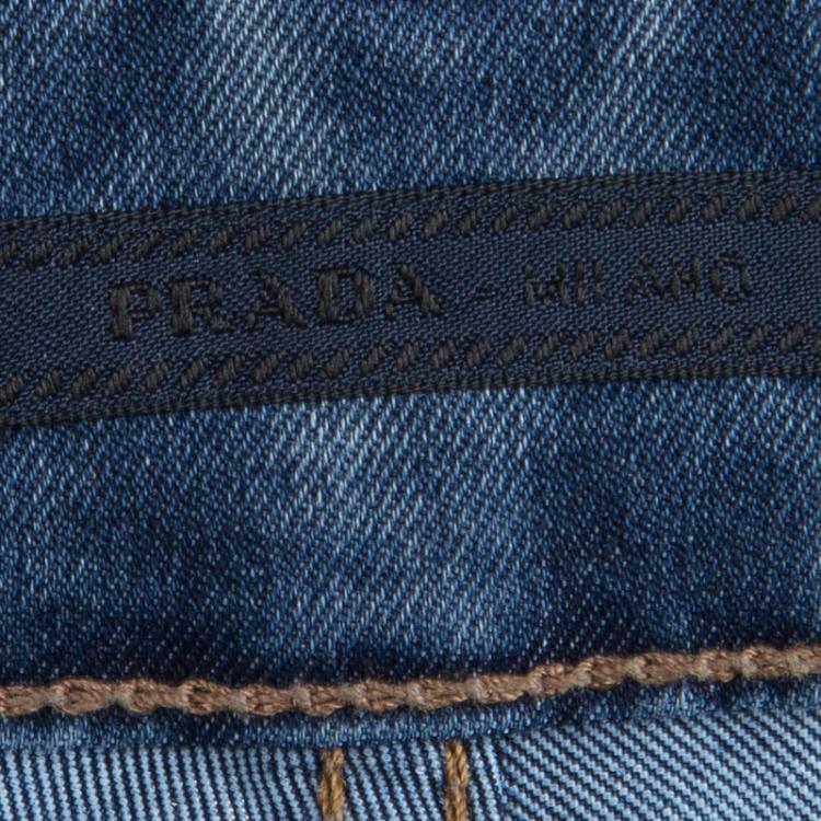 Pre Owned Prada Indigo Washed Denim Skinny Jeans M