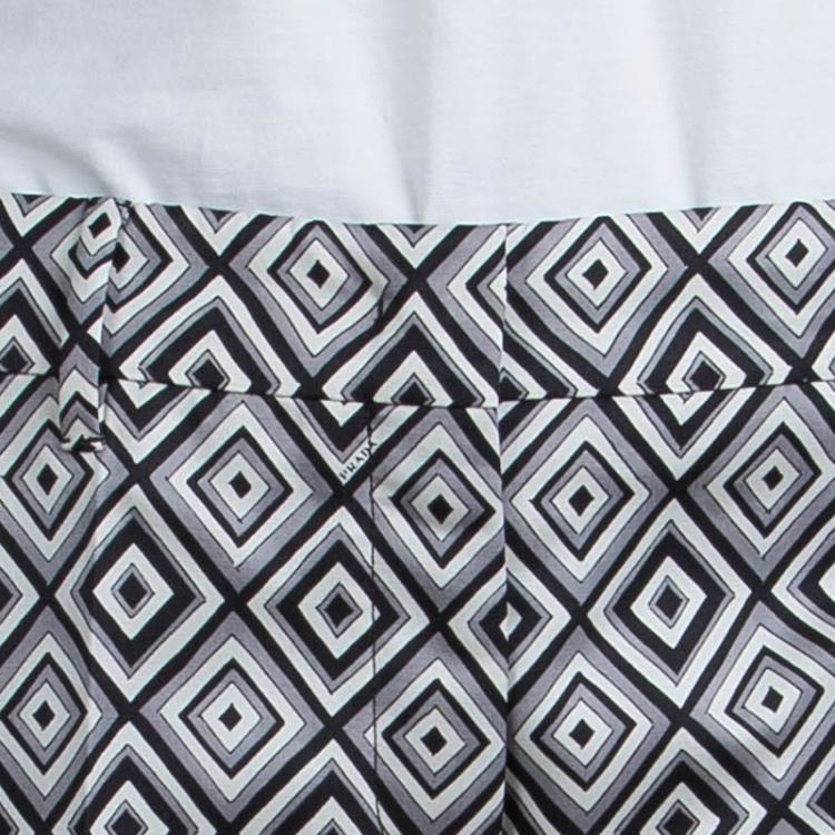 Pre Owned Prada Monochrome Diamond Printed Tailored Trousers S