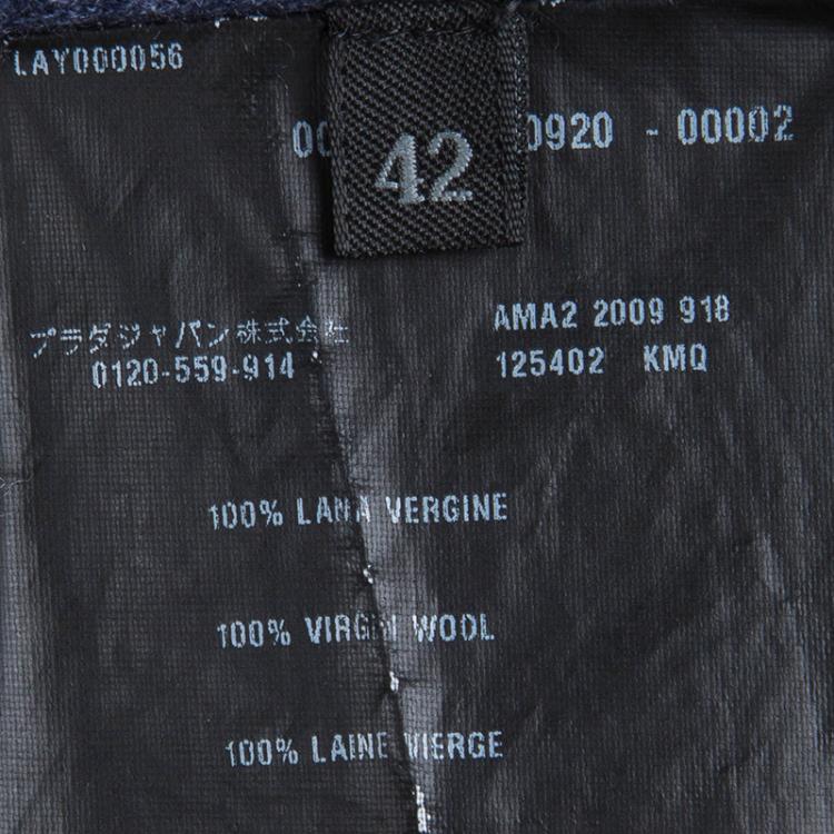 Pre Owned Prada Dark Blue Knit Long Sleeve Cropped Cardigan M