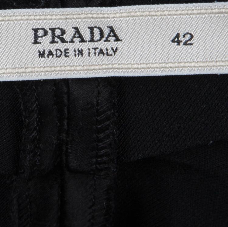 Pre Owned Prada Black Semi Pleated A-Line Skirt M 