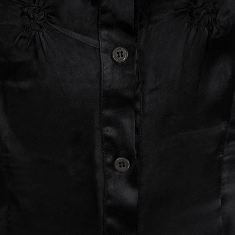 Pre Owned Prada Black Knot Detail Button Down Top S