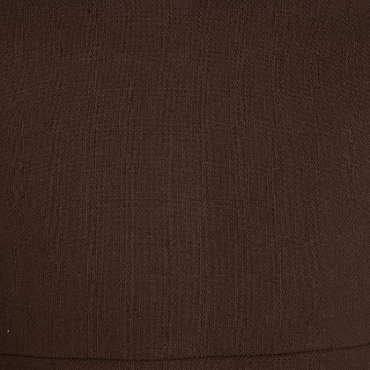 Pre Owned Prada Brown Textured Wool Contrast Strap Detail Cropped Top M