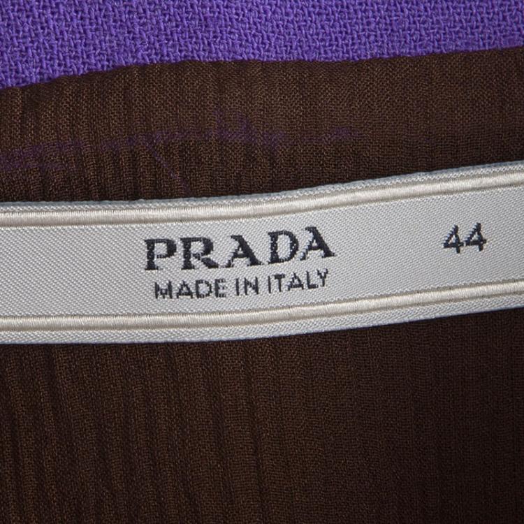 Pre Owned Prada Brown Textured Wool Contrast Strap Detail Cropped Top M