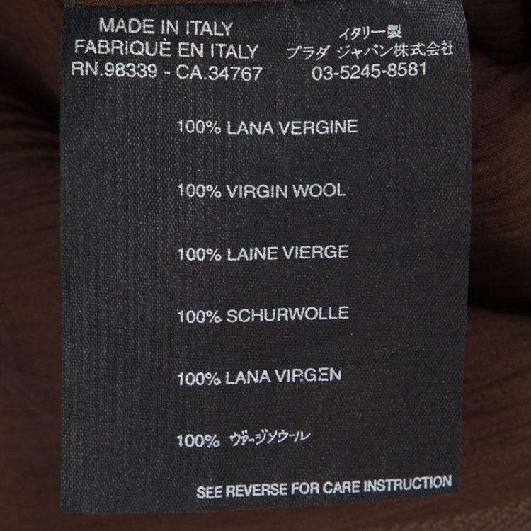 Pre Owned Prada Brown Textured Wool Contrast Strap Detail Cropped Top M