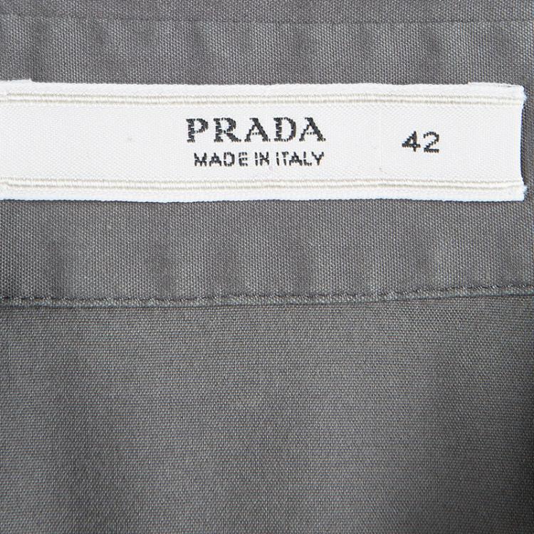 Pre Owned Prada Dark Grey Cap Sleeve Button Front Shirt M