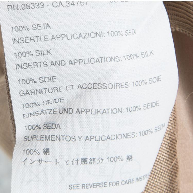 Pre Owned Prada Beige Silk Knit Pleated Front Bow Detail Top M