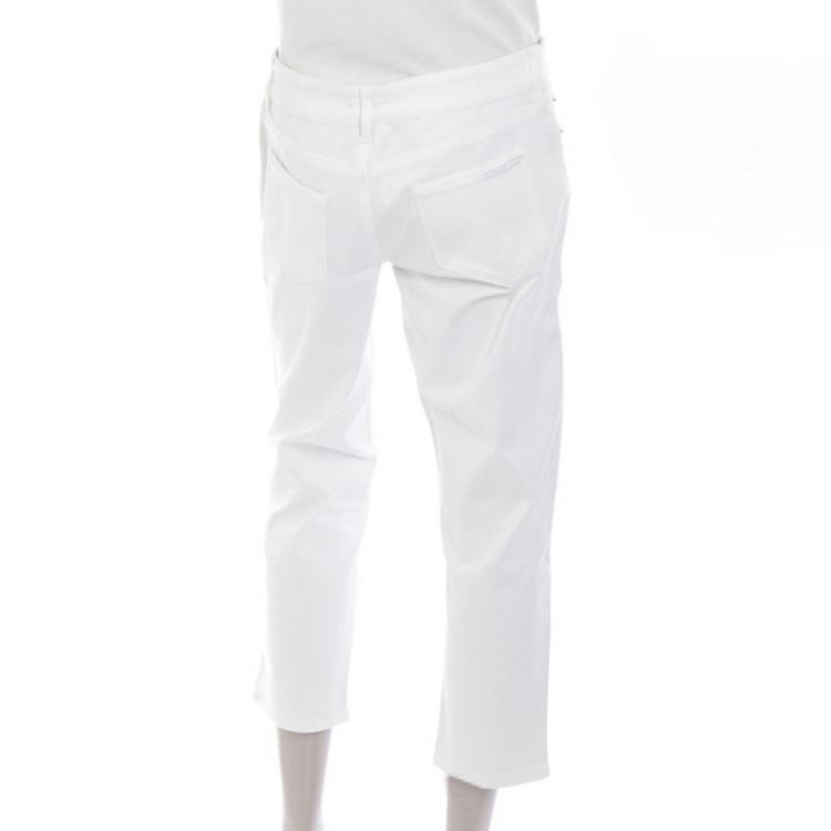 Pre Owned Prada White Denim Capri Pants S