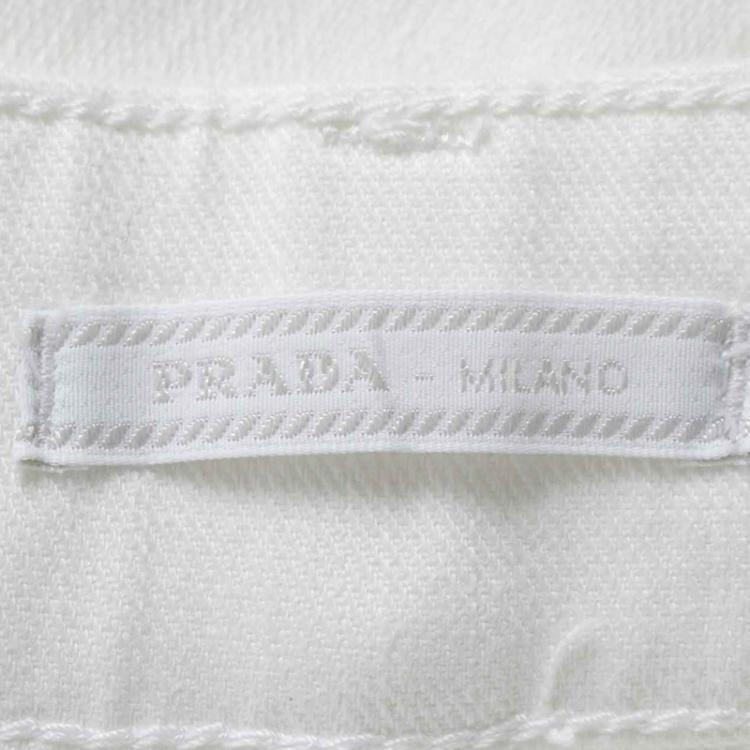 Pre Owned Prada White Denim Capri Pants S
