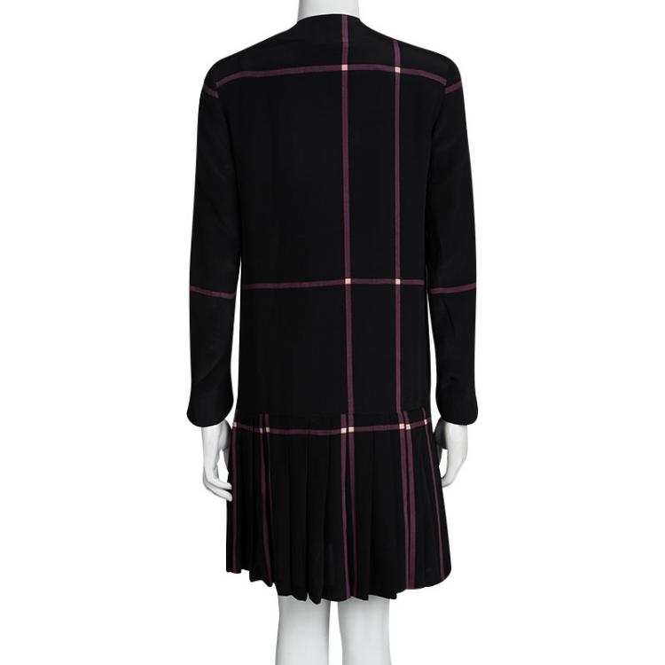 Pre Owned  Prada Black Silk Checkered Mondrian Shift Dress S