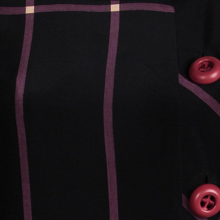 Pre Owned  Prada Black Silk Checkered Mondrian Shift Dress S