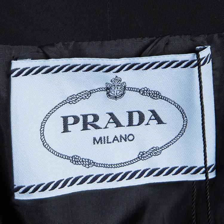 Pre Owned  Prada Black Silk Checkered Mondrian Shift Dress S