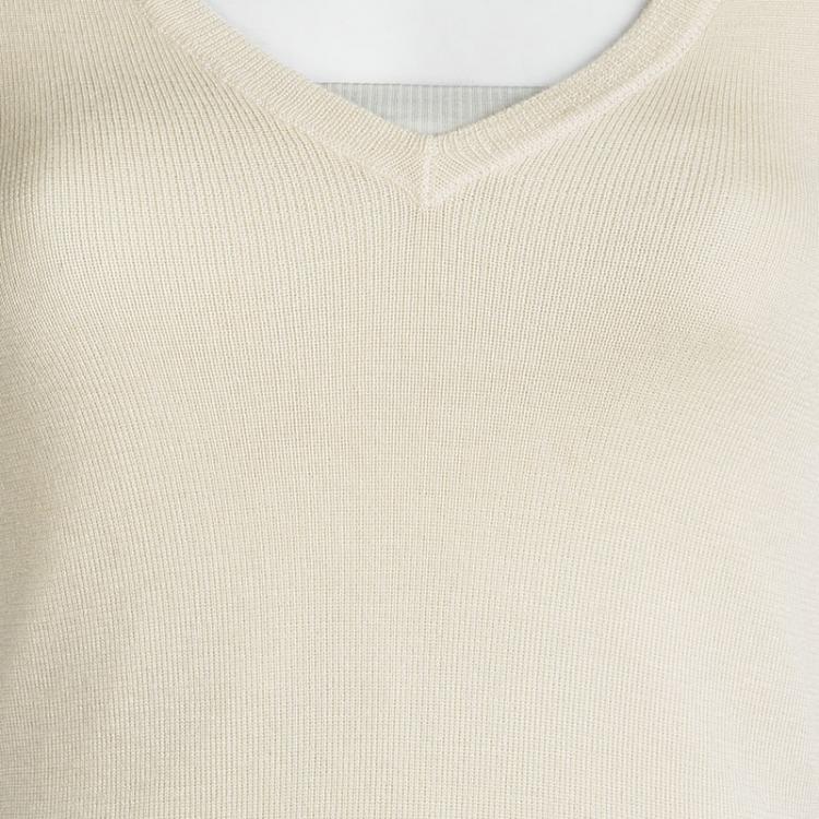 Pre Owned Prada Cream V-Neck Sweater M