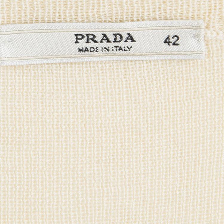Pre Owned Prada Cream V-Neck Sweater M