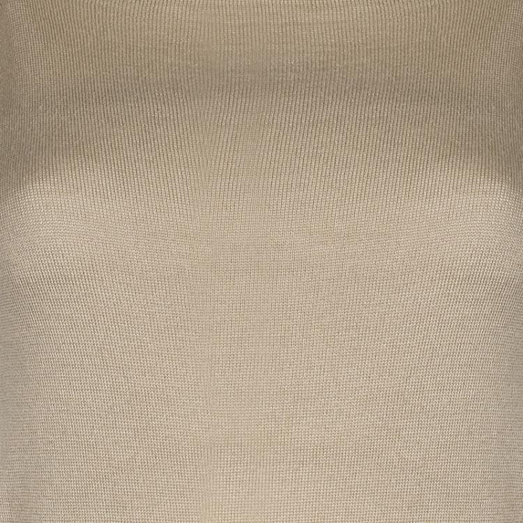 Pre Owned Prada Beige Knit Gathered Short Sleeve Top M