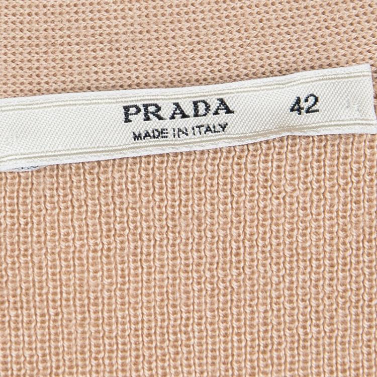 Pre Owned Prada Beige Knit Button Front Long Sleeve Cardigan M