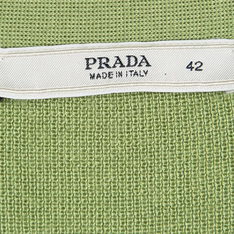 Pre Owned Prada Green Button Front Long Sleeve Cardigan M