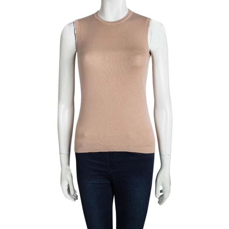 Pre Owned Prada Beige Sleeveless Sweater S