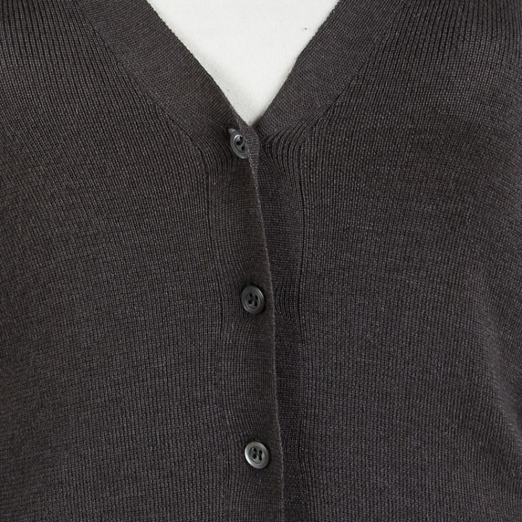Pre Owned Prada Grey Knit Button Front Cashmere Cardigan S