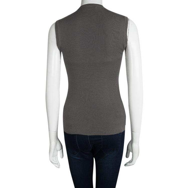 Pre Owned Prada Grey Cashmere Sleeveless Sweater S