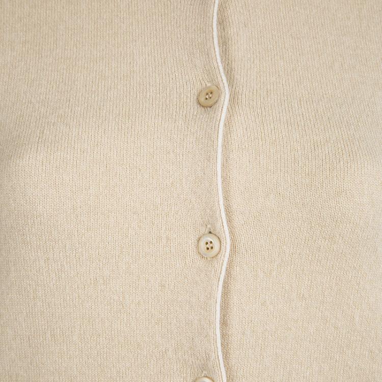 Pre Owned Prada Beige Contrast Piping Detail Long Sleeve Button Front Cardigan S