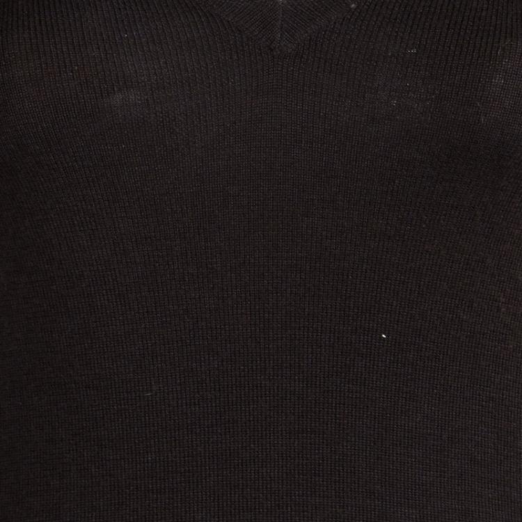 Pre Owned Prada Brown Knit V Neck Long Sleeve Sweater M