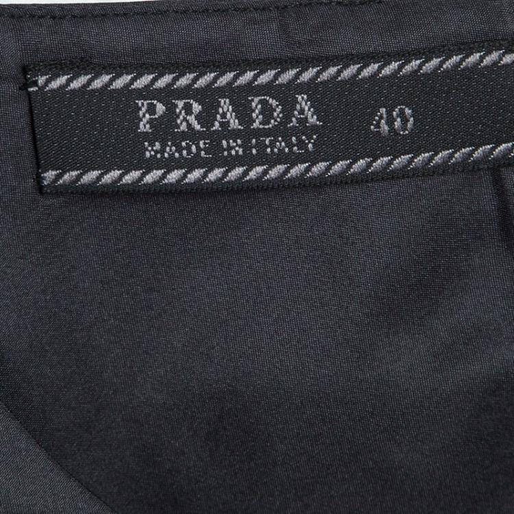 Pre Owned Prada Black Silk Sleeveless Cropped Top M