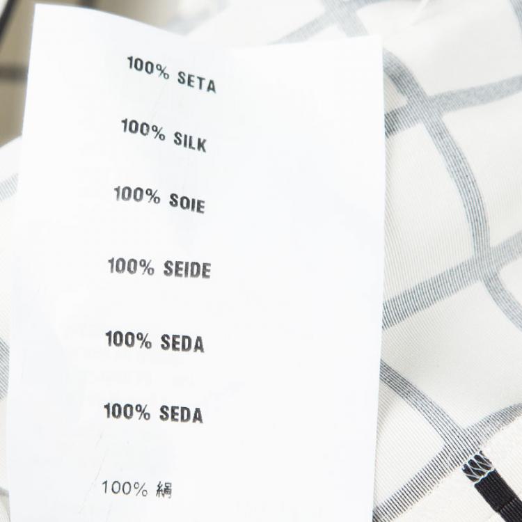 Pre Owned Prada Monochrome Checked Silk Belted Dress M